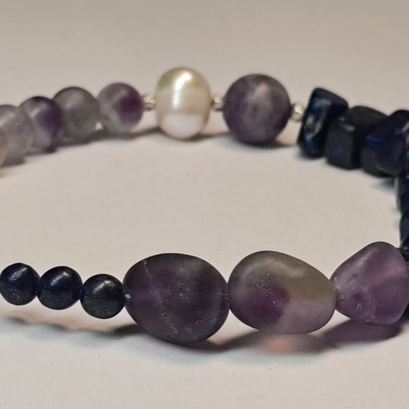 * INNER STRENGTH * CALMNESS * LAPIS LAZULI AMETHYST BRACELET - Picture 5 of 11